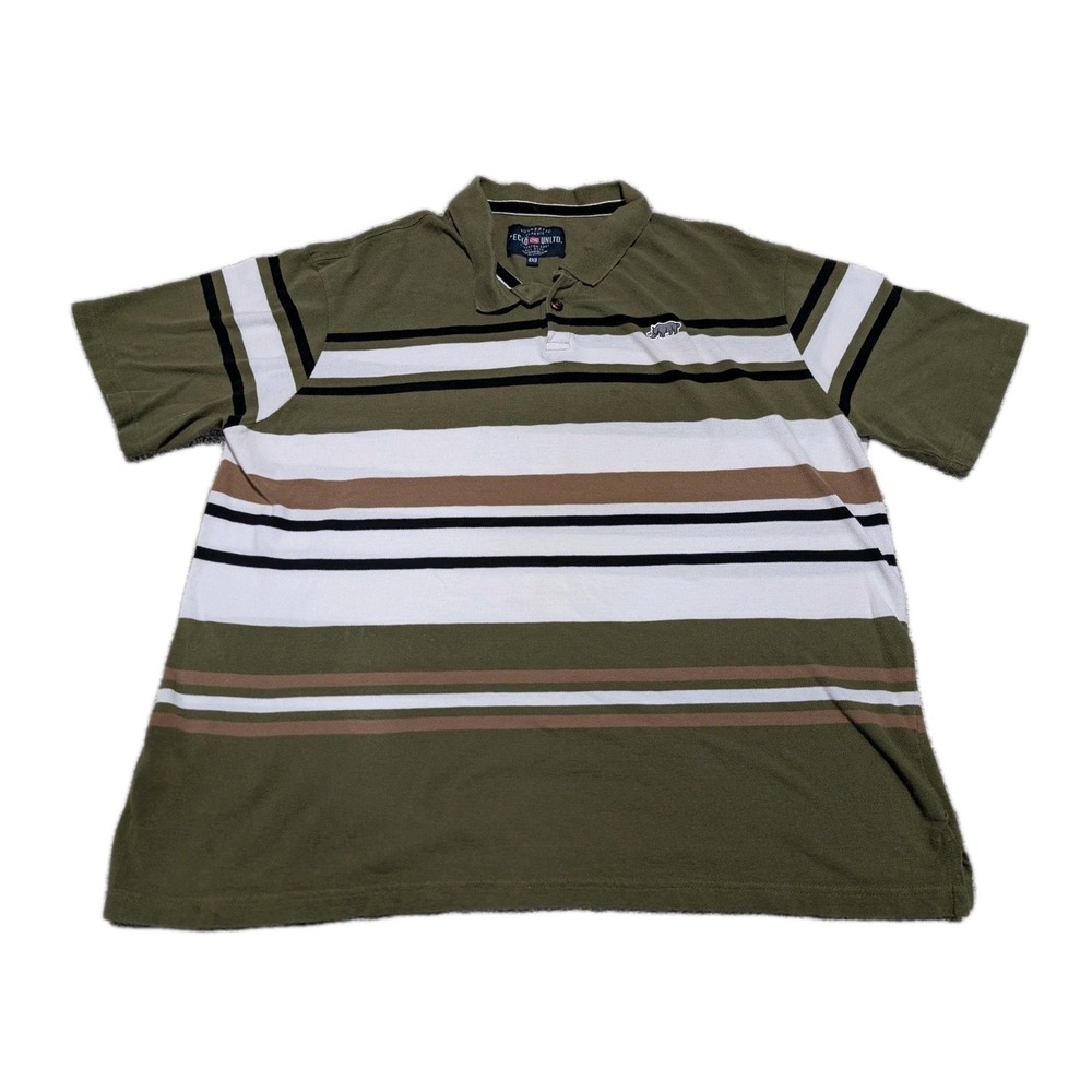 Vintage Ecko Unltd. Men's 2XB Striped Polo 90's Hip Hop Culture Green White